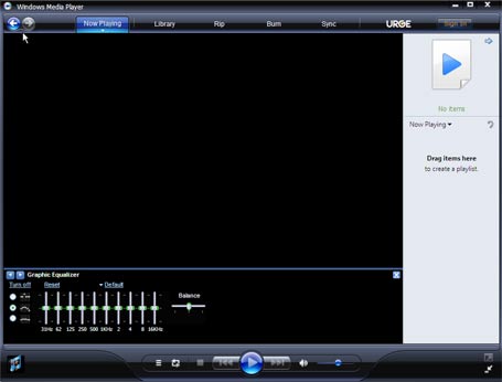 Interfaz del windows media player 11