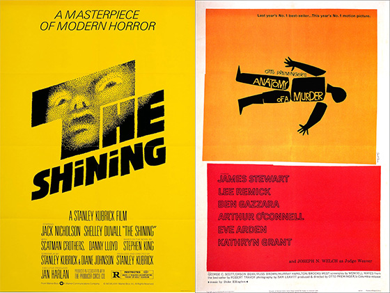 Carteles de The Shining y de Anatomy of the murder, de Saul Bass